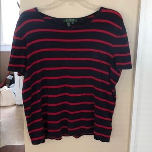 Red and navy top